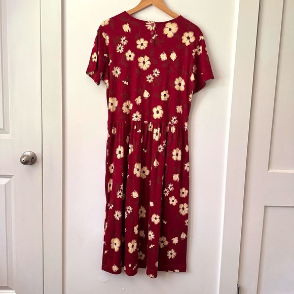Vintage 90s Talbots Red Floral Midi Dress Petite M Cottagecore Prairie Granny - Picture 7 of 8